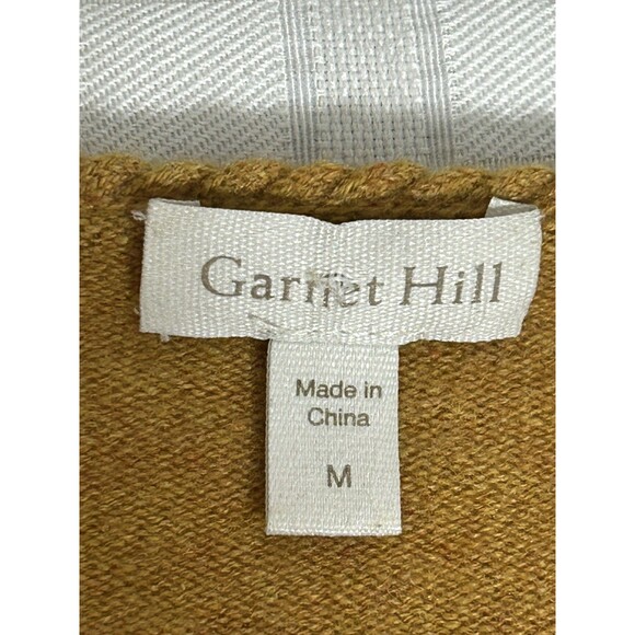 GARNET HILL Size MEDIUM Womens Mustard Yellow BRAIDED Trim 100% Cashmere Sweater - Picture 16 of 16